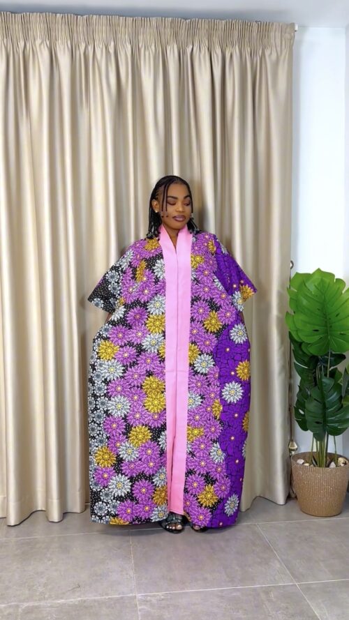 Long Ankara with aso Oke 0019