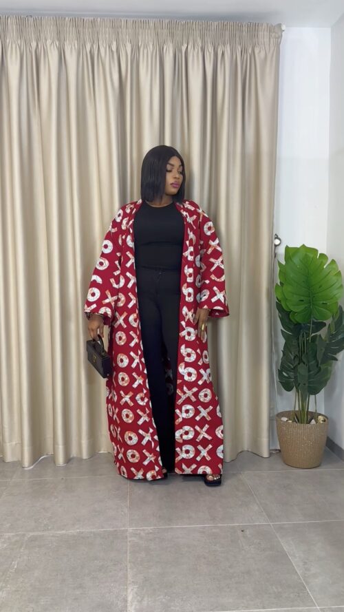 Ankara kimono red