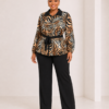 Plus-size Printed two-piece trouser set