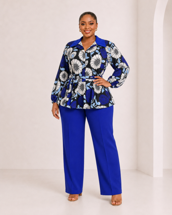 Plus-size Printed two-piece trouser set