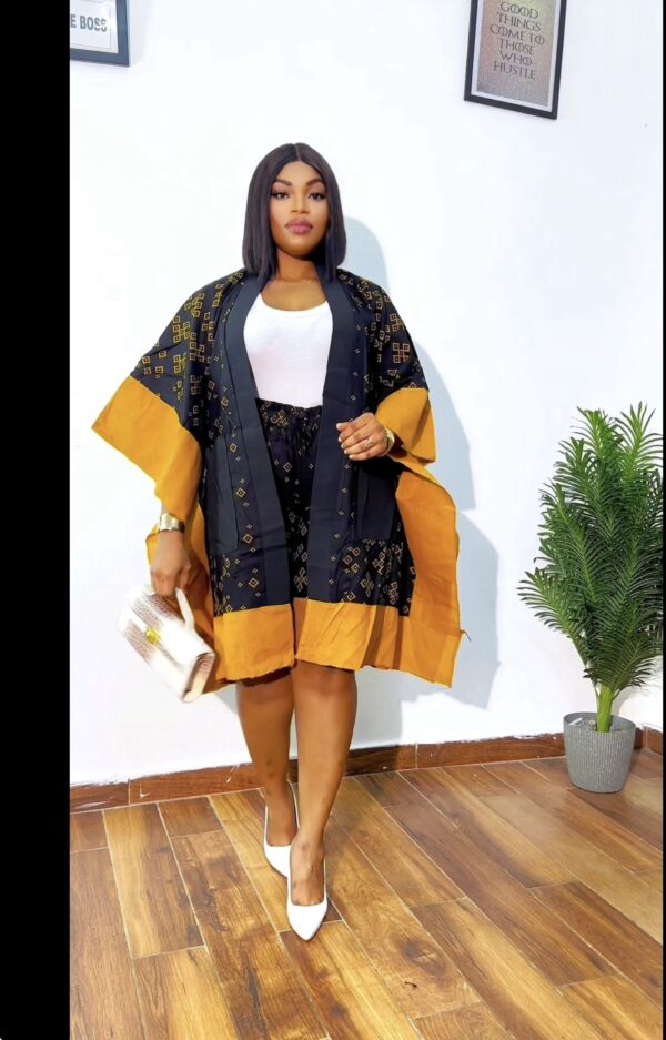 Kimono shorts Two-piece set - black and mustard